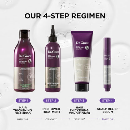 Coffret Dr. Groot épaississant (sérum, shampoing, après-shampoing et traitement du cuir chevelu) contre la chute des cheveux